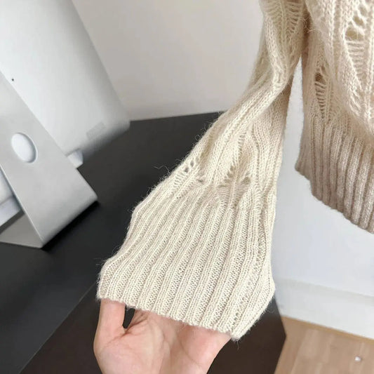 Autumn Winter Woman Korean Fashion Cute Core Sweet 2000s Sweater Elegant Oversize Knitwears Designer Aesthetic Chic Coquette SS69