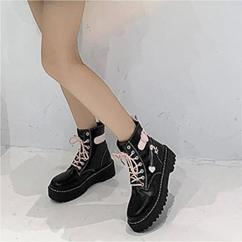 Autumn and Winter Fashion New Comfortable Fleece Warm Cross with Round Toe Cute Leather Women's Square Heel Ankle Boots - SS69