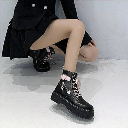 Autumn and Winter Fashion New Comfortable Fleece Warm Cross with Round Toe Cute Leather Women's Square Heel Ankle Boots - SS69