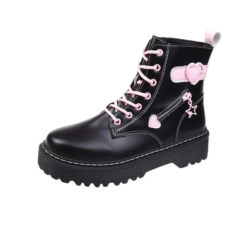 Autumn and Winter Fashion New Comfortable Fleece Warm Cross with Round Toe Cute Leather Women's Square Heel Ankle Boots - SS69