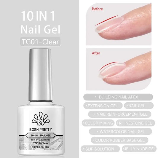 BORN PRETTY Milky White Jelly Nude Gel Nail Polish 10ml White Translucent Soak Off Gel Vernis Semi Permanent Need UV Light Cure - SS69