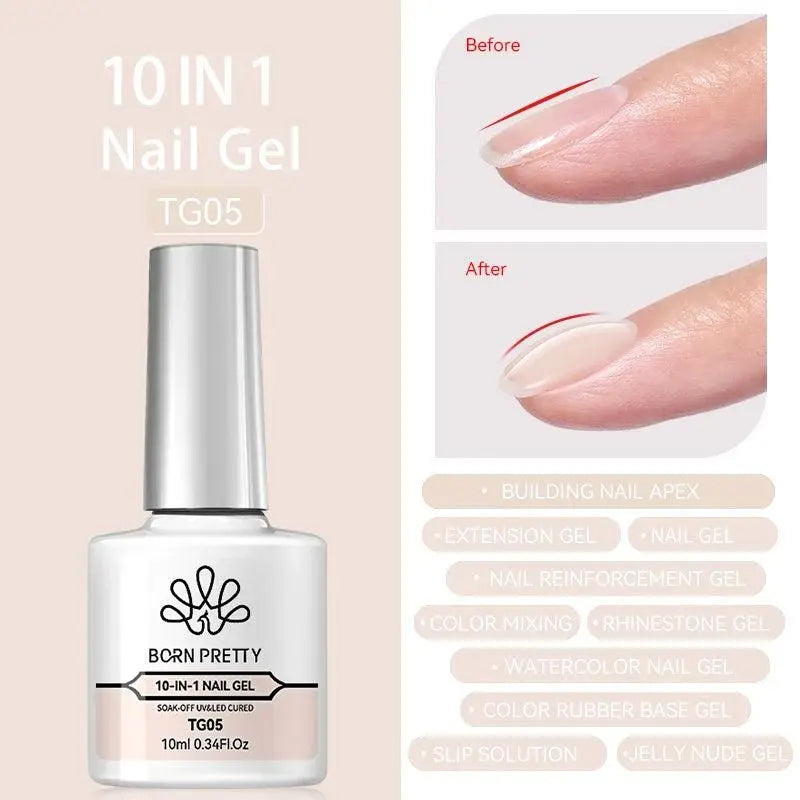 BORN PRETTY Milky White Jelly Nude Gel Nail Polish 10ml White Translucent Soak Off Gel Vernis Semi Permanent Need UV Light Cure - SS69