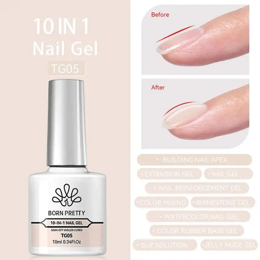BORN PRETTY Milky White Jelly Nude Gel Nail Polish 10ml White Translucent Soak Off Gel Vernis Semi Permanent Need UV Light Cure - SS69
