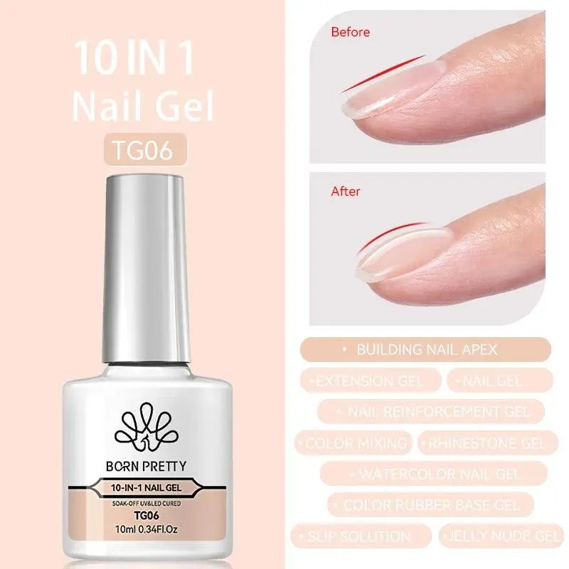 BORN PRETTY Milky White Jelly Nude Gel Nail Polish 10ml White Translucent Soak Off Gel Vernis Semi Permanent Need UV Light Cure - SS69