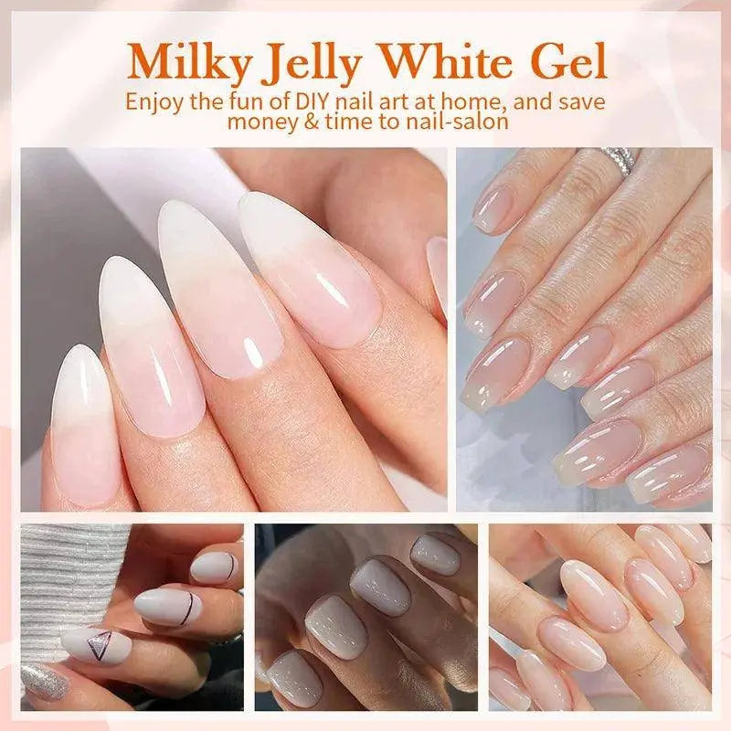 BORN PRETTY Milky White Jelly Nude Gel Nail Polish 10ml White Translucent Soak Off Gel Vernis Semi Permanent Need UV Light Cure - SS69