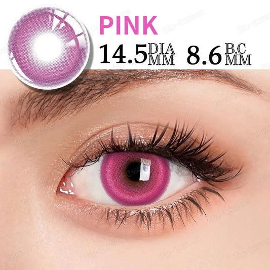 Bio-essence Pink Lenses 1 Pair Colored Contact Lenses for Eyes Anime Accessories Anime Lenses Cosplay Lenses Nezuko Colorcon - SS69