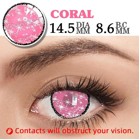 Bio-essence Pink Lenses 1 Pair Colored Contact Lenses for Eyes Anime Accessories Anime Lenses Cosplay Lenses Nezuko Colorcon - SS69