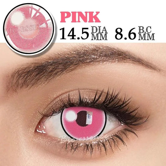 Bio-essence Pink Lenses 1 Pair Colored Contact Lenses for Eyes Anime Accessories Anime Lenses Cosplay Lenses Nezuko Colorcon - SS69