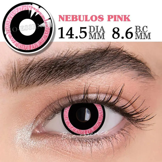 Bio-essence Pink Lenses 1 Pair Colored Contact Lenses for Eyes Anime Accessories Anime Lenses Cosplay Lenses Nezuko Colorcon - SS69