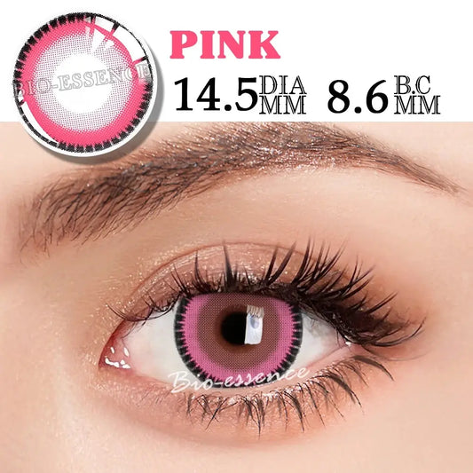 Bio-essence Pink Lenses 1 Pair Colored Contact Lenses for Eyes Anime Accessories Anime Lenses Cosplay Lenses Nezuko Colorcon - SS69