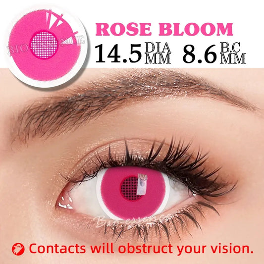 Bio-essence Pink Lenses 1 Pair Colored Contact Lenses for Eyes Anime Accessories Anime Lenses Cosplay Lenses Nezuko Colorcon - SS69