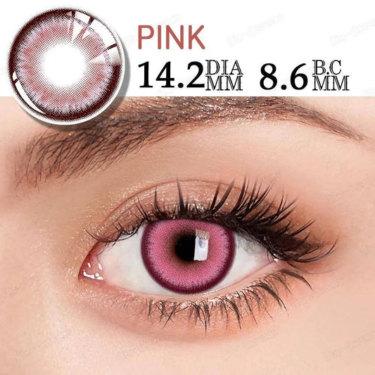 Bio-essence Pink Lenses 1 Pair Colored Contact Lenses for Eyes Anime Accessories Anime Lenses Cosplay Lenses Nezuko Colorcon - SS69
