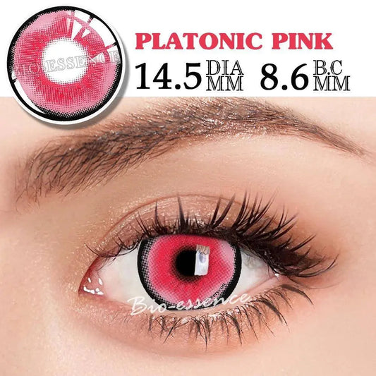 Bio-essence Pink Lenses 1 Pair Colored Contact Lenses for Eyes Anime Accessories Anime Lenses Cosplay Lenses Nezuko Colorcon - SS69