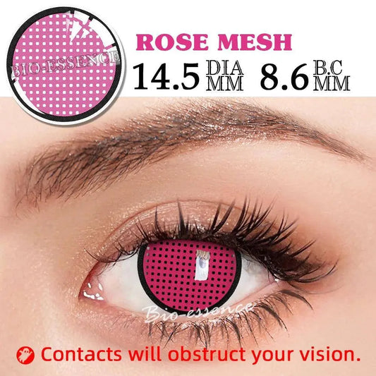 Bio-essence Pink Lenses 1 Pair Colored Contact Lenses for Eyes Anime Accessories Anime Lenses Cosplay Lenses Nezuko Colorcon - SS69
