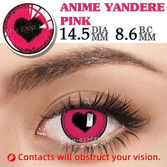 Bio-essence Pink Lenses 1 Pair Colored Contact Lenses for Eyes Anime Accessories Anime Lenses Cosplay Lenses Nezuko Colorcon - SS69