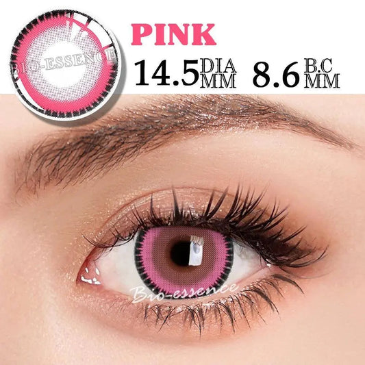 Bio-essence Pink Lenses 1 Pair Colored Contact Lenses for Eyes Anime Accessories Anime Lenses Cosplay Lenses Nezuko Colorcon - SS69