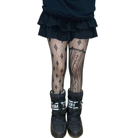 Black Alt Asymmetric Tights - SS69