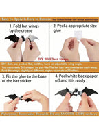 Black Bats Wall Decor Halloween Decor (60 pcs, 3D Waterproof) - SS69