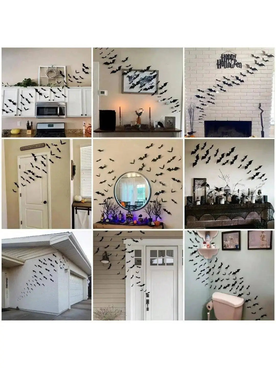 Black Bats Wall Decor Halloween Decor (60 pcs, 3D Waterproof) - SS69