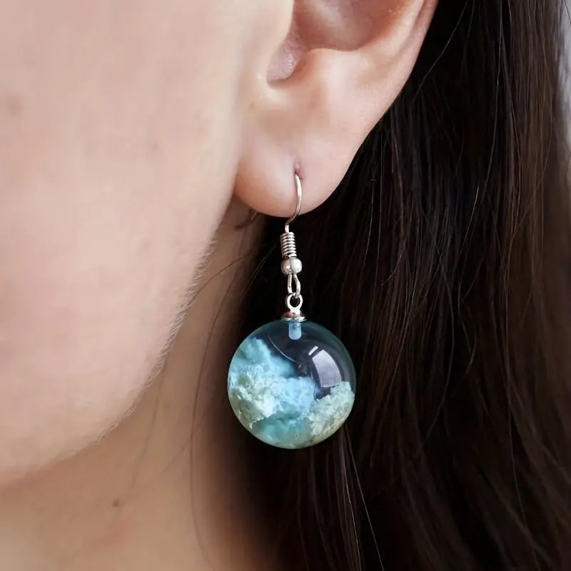 Blue Sky Cloud Design Bead Dangle Earrings Elegant Simple Style Trendy Holiday Ear Ornaments - SS69