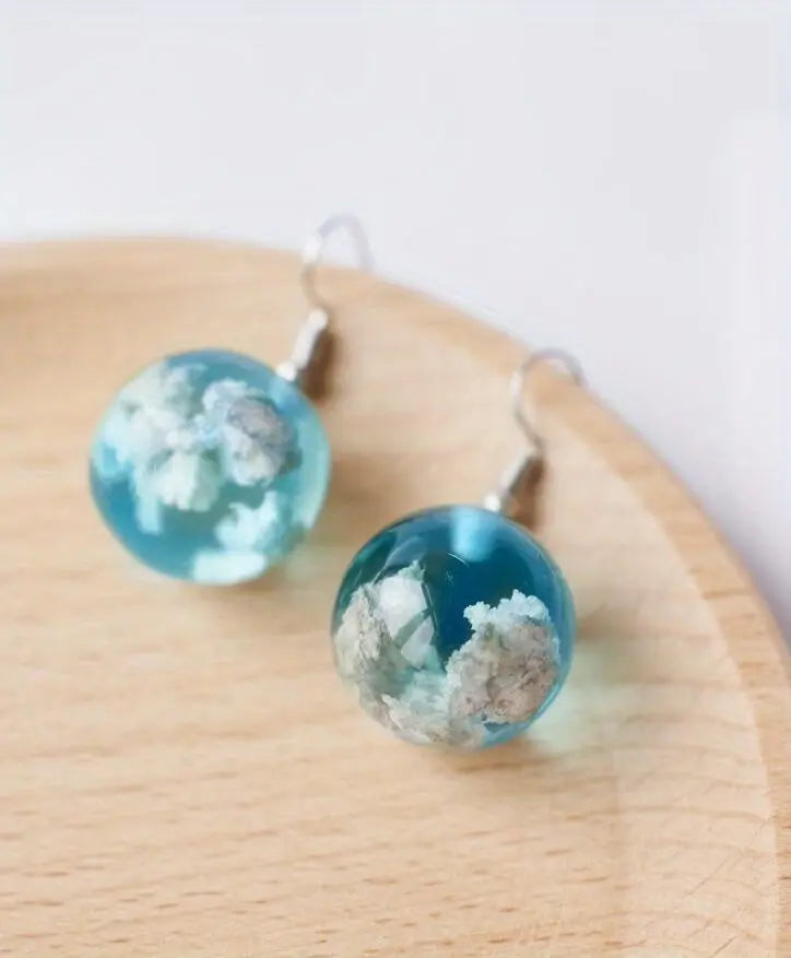 Blue Sky Cloud Design Bead Dangle Earrings Elegant Simple Style Trendy Holiday Ear Ornaments - SS69
