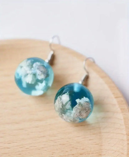 Blue Sky Cloud Design Bead Dangle Earrings Elegant Simple Style Trendy Holiday Ear Ornaments - SS69