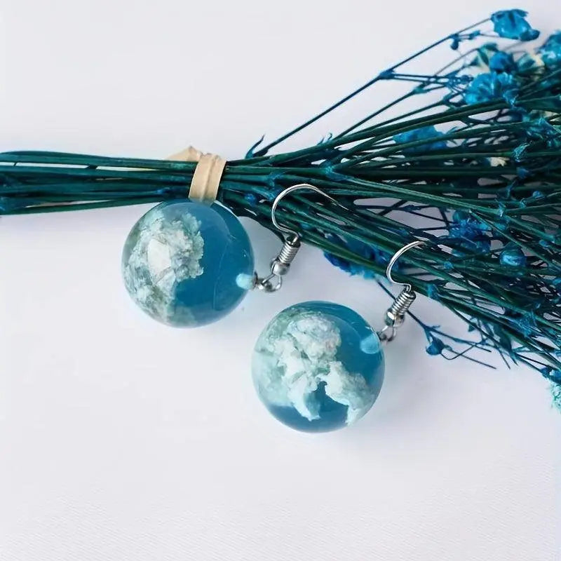 Blue Sky Cloud Design Bead Dangle Earrings Elegant Simple Style Trendy Holiday Ear Ornaments - SS69