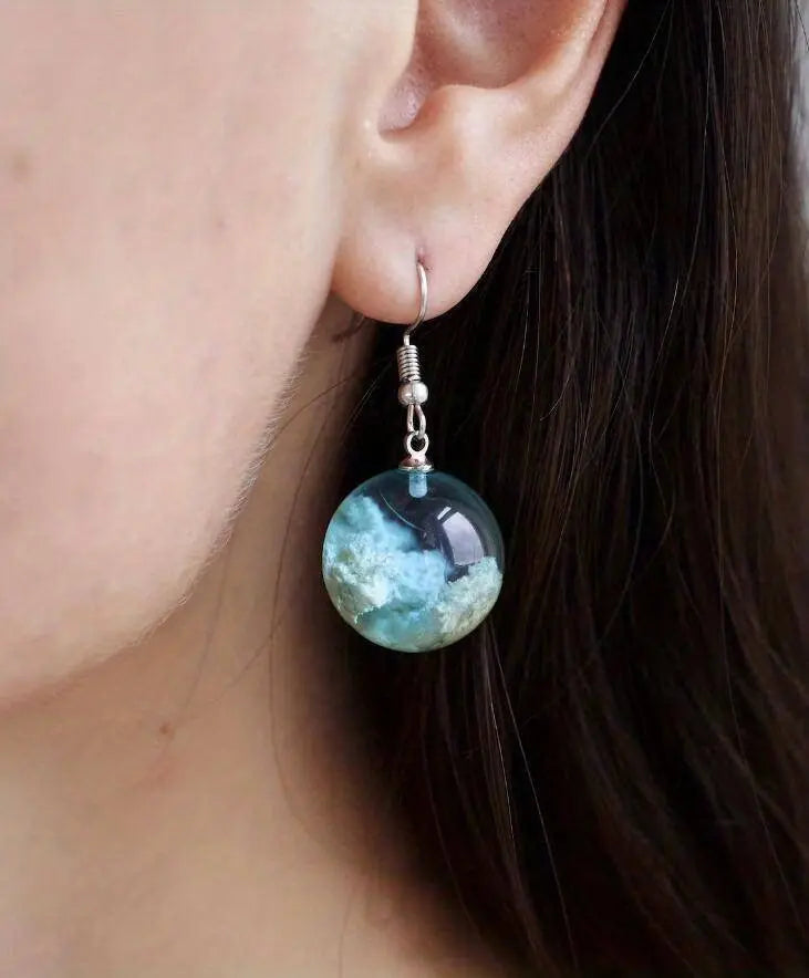 Blue Sky Cloud Design Bead Dangle Earrings Elegant Simple Style Trendy Holiday Ear Ornaments - SS69