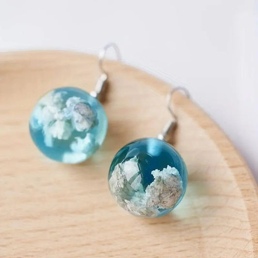 Blue Sky Cloud Design Bead Dangle Earrings Elegant Simple Style Trendy Holiday Ear Ornaments - SS69
