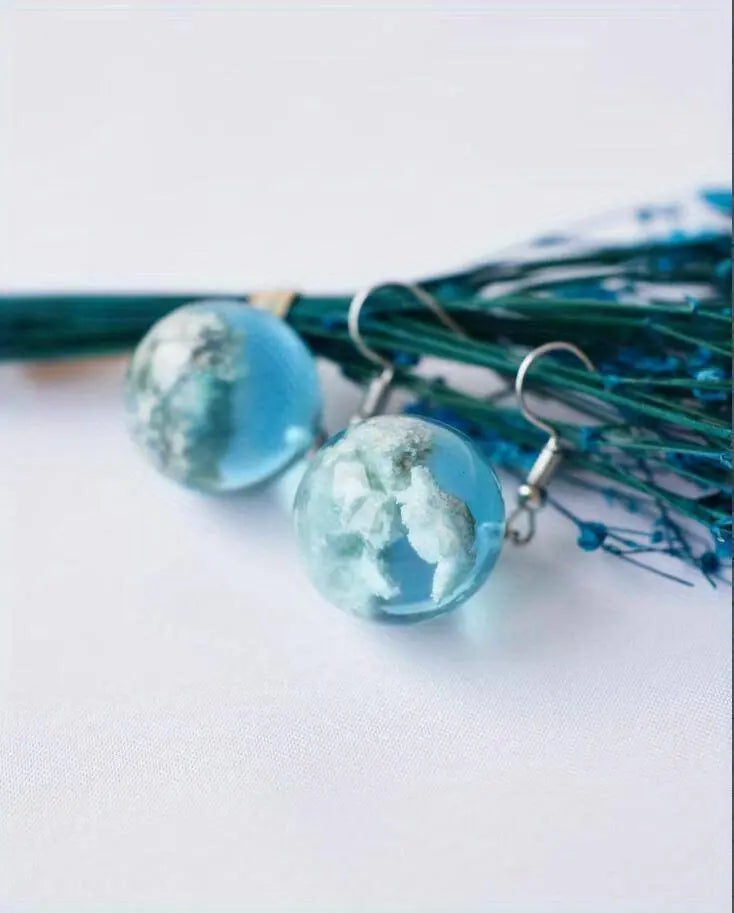 Blue Sky Cloud Design Bead Dangle Earrings Elegant Simple Style Trendy Holiday Ear Ornaments - SS69