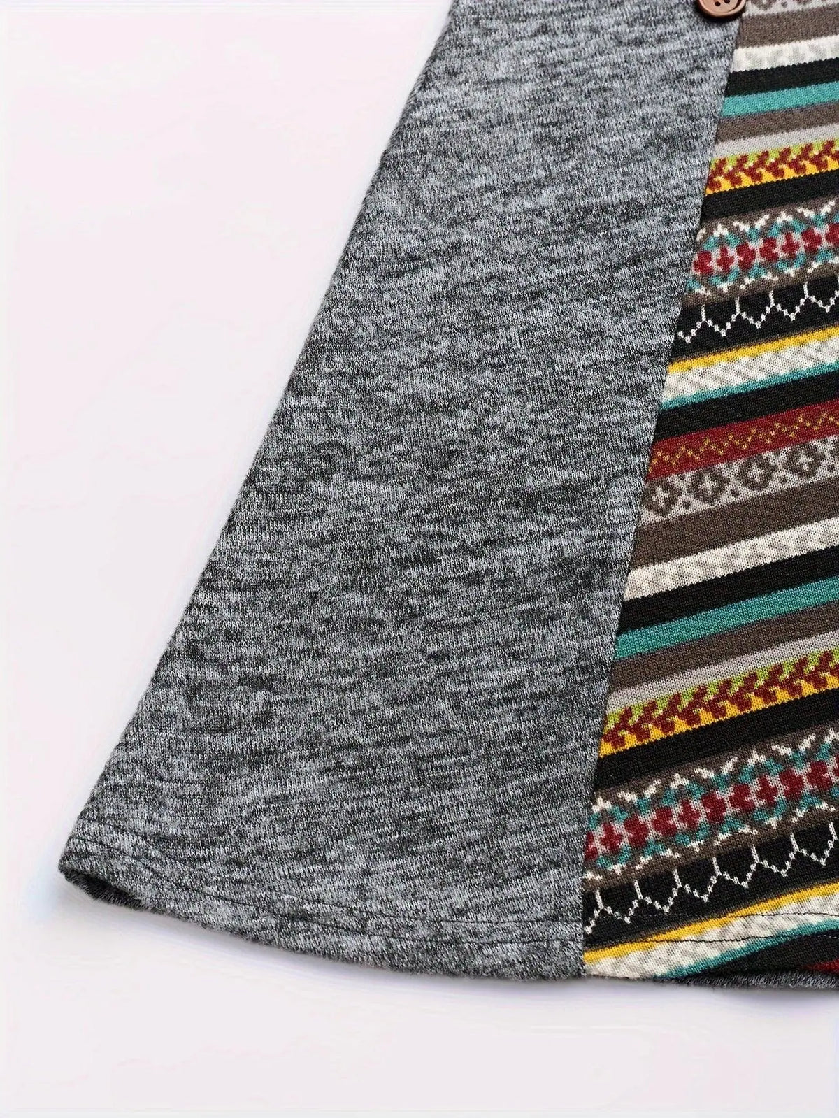 Boho Chic Plus Size Women's Dress - Geometric Print, Long Sleeve, Boat Neck with Adjustable Drawstring, Stretch Fabric, Perfect for Casual Wear & Special Occasions SS69