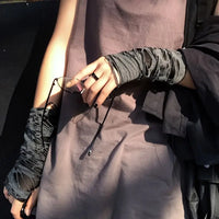 Breathable Mesh Rippled Gloves - Stylish Half-Finger Punk Style, Elastic Fit for Women SS69
