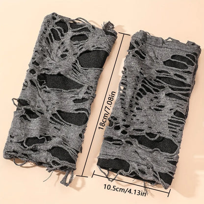 Breathable Mesh Rippled Gloves - Stylish Half-Finger Punk Style, Elastic Fit for Women SS69