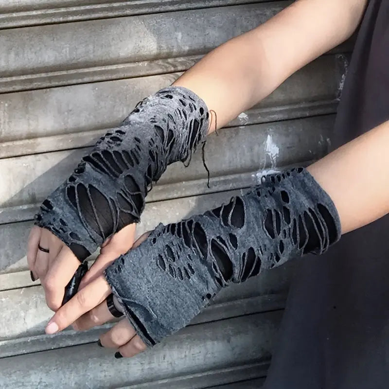Breathable Mesh Rippled Gloves - Stylish Half-Finger Punk Style, Elastic Fit for Women SS69 6.69 One Size Fits All