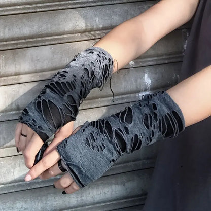 Breathable Mesh Rippled Gloves - Stylish Half-Finger Punk Style, Elastic Fit for Women SS69 6.69 One Size Fits All