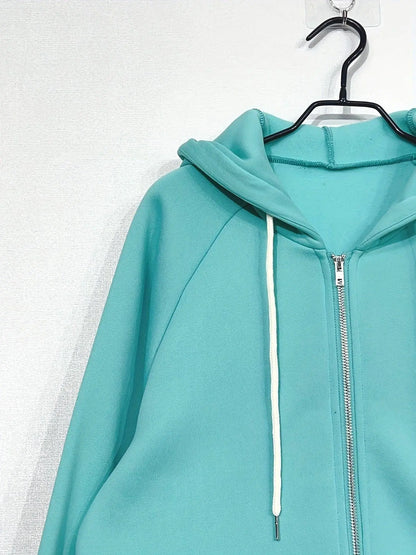 Cartoon Print Zip-up Hoodie Sweatshirt, Casual Long Raglan Sleeve Slant Pockets Drawstring Jacket For Fall & Winter, Women's Clothing SS69