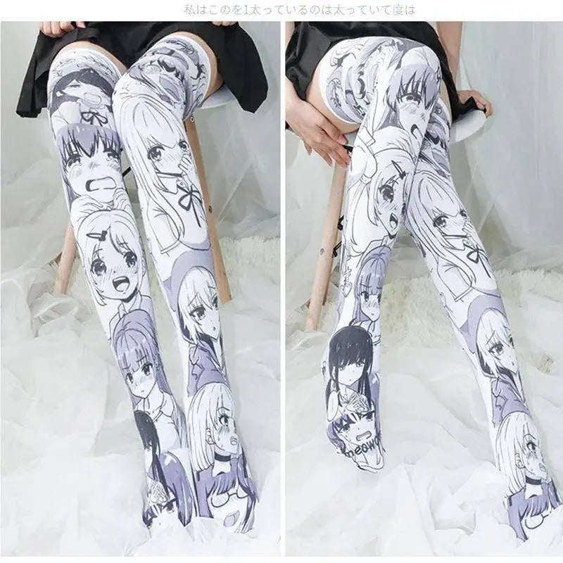 Cartoon Two-Dimensional Stockings Japanese Anime Girl Sexy Cute Cosplay Over-The-Knee Long Tube Personality Stockings Velvet - SS69