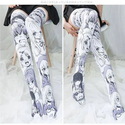 Cartoon Two-Dimensional Stockings Japanese Anime Girl Sexy Cute Cosplay Over-The-Knee Long Tube Personality Stockings Velvet - SS69