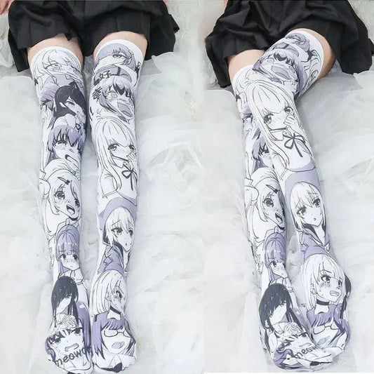 Cartoon Two-Dimensional Stockings Japanese Anime Girl Sexy Cute Cosplay Over-The-Knee Long Tube Personality Stockings Velvet - SS69