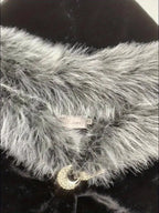 Casual Style Faux Fur Coat with Fox Fur Collar, Women'S Mid-Length Loose Fit Polyester Coat with Pockets, Fall/Winter Knitted Fabric Outerwear SS69