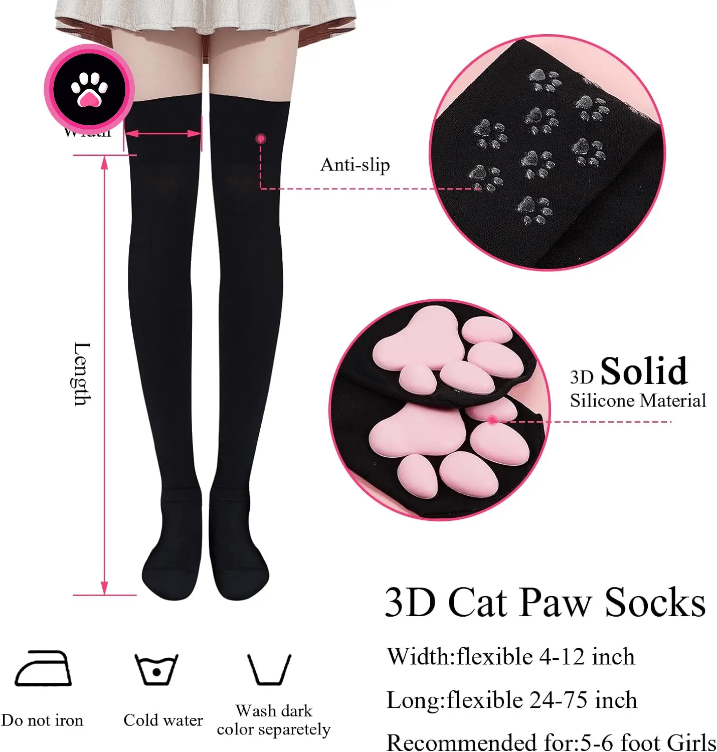 Cat Paw Pad Socks Thigh High Pink Cute 3D  Cosplay - SS69