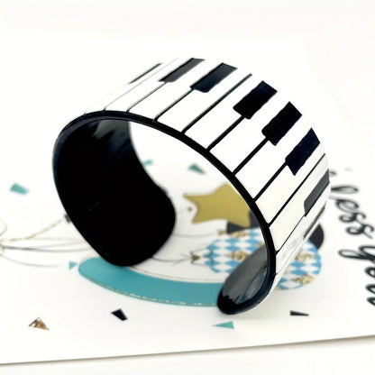 Chic Piano Keyboard Acrylic Cuff Bracelet - Perfect for Music Lovers & Festivals, All-Season Wear SS69