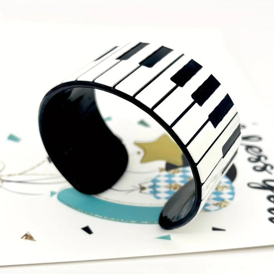 Chic Piano Keyboard Acrylic Cuff Bracelet - Perfect for Music Lovers & Festivals, All-Season Wear SS69