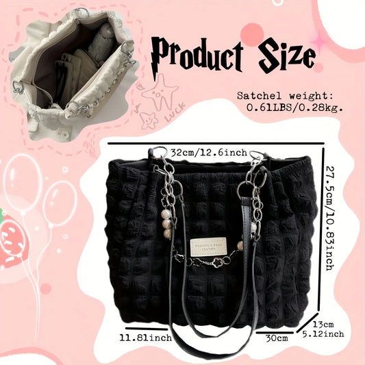 Chic Pleated Cloud Shoulder Bag - Bubble Ruched Tote with Soft Comfort - Fashionable Everyday Accessory for Women - SS69