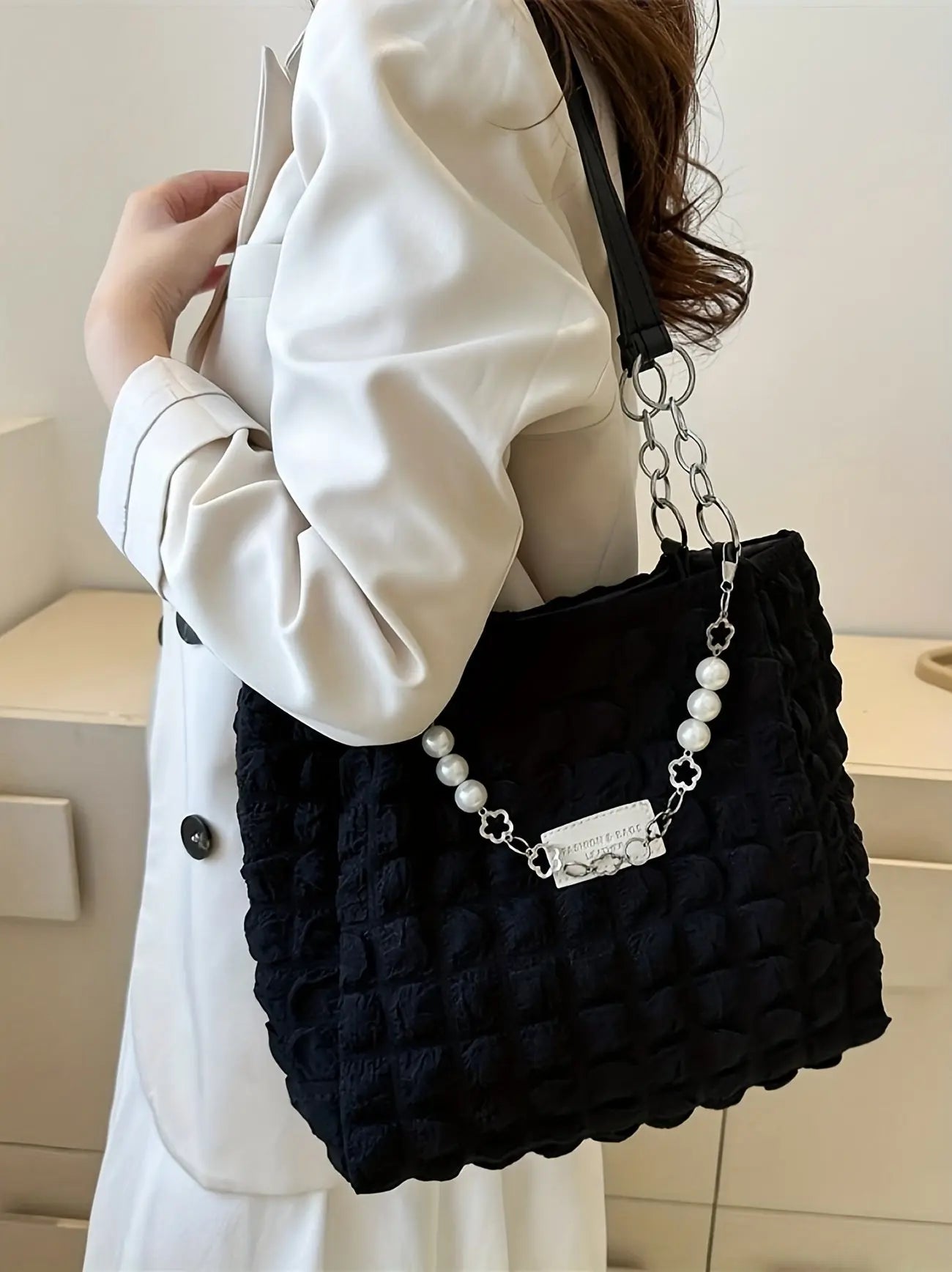 Chic Pleated Cloud Shoulder Bag - Bubble Ruched Tote with Soft Comfort - Fashionable Everyday Accessory for Women - SS69