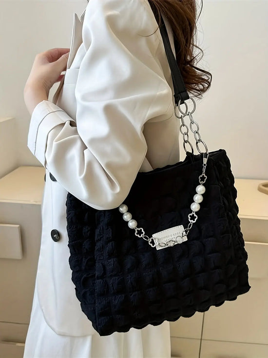 Chic Pleated Cloud Shoulder Bag - Bubble Ruched Tote with Soft Comfort - Fashionable Everyday Accessory for Women SS69