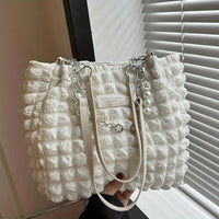 Chic Pleated Cloud Shoulder Bag - Bubble Ruched Tote with Soft Comfort - Fashionable Everyday Accessory for Women - SS69