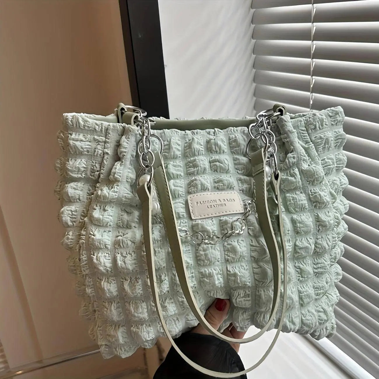 Chic Pleated Cloud Shoulder Bag - Bubble Ruched Tote with Soft Comfort - Fashionable Everyday Accessory for Women - SS69