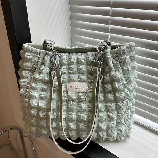 Chic Pleated Cloud Shoulder Bag - Bubble Ruched Tote with Soft Comfort - Fashionable Everyday Accessory for Women - SS69