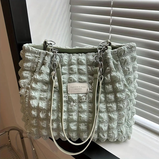 Chic Pleated Cloud Shoulder Bag - Bubble Ruched Tote with Soft Comfort - Fashionable Everyday Accessory for Women - SS69